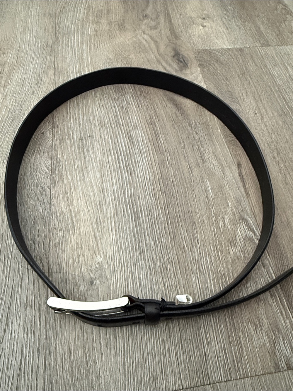 Banana Republic Black Leather Belt with Silver Buckle